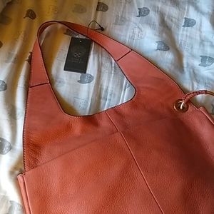 Vince camuto leather shoulder bag. NWT,color SUSHI-DARK PEACHY SHADE.